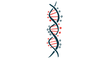 A strand of DNA, twisted lines with red bars across, is illustrated.