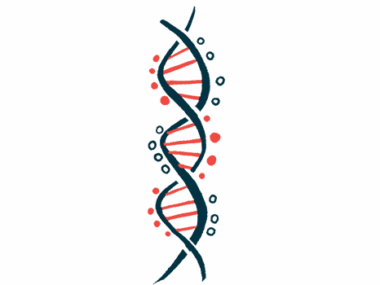 A strand of DNA, twisted lines with red bars across, is illustrated.