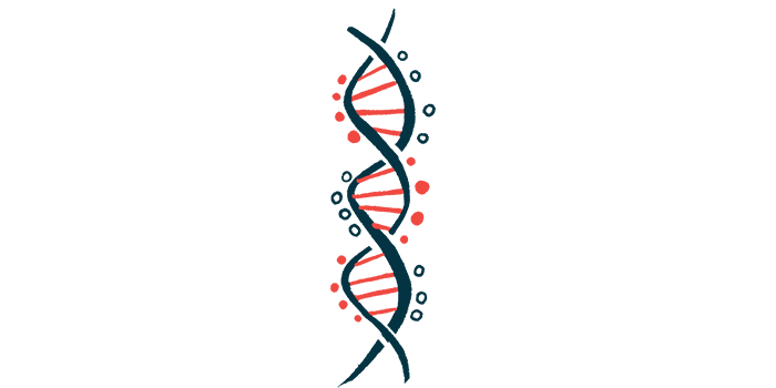 A strand of DNA, twisted lines with red bars across, is illustrated.