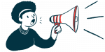 Edsivo | Ehlers–Danlos News | illustration of woman with megaphone