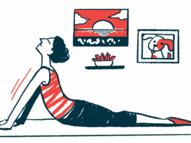 An illustration of a person doing yoga