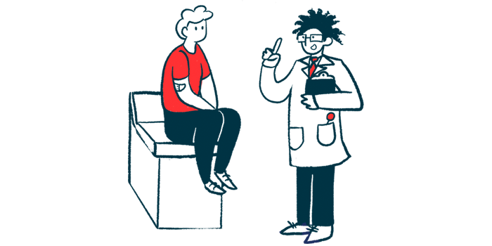 A doctor consulting with a patient in an examination room.