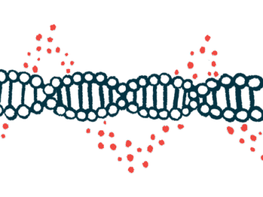An illustration of DNA highlights its double helix structure.