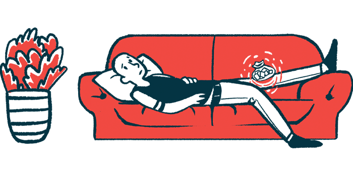 An illustration shows a person with joint pain lying on couch.