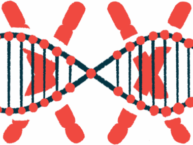 An illustration shows a DNA strand on a background of large X's.