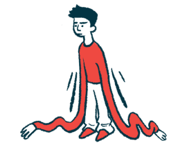 This illustration of fatigue shows a person with unnaturally long arms that lie on the ground.