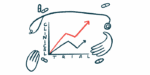 A pair of hands and a stethoscope frame a CLINICAL TRIAL graph.