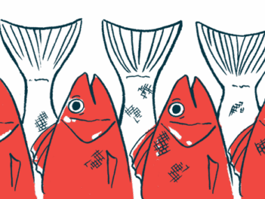 An illustration shows orange fish and white fish.