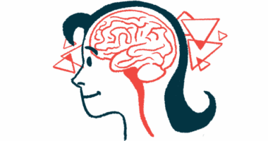 The human brain is seen inside the head of a person shown in a profile view.